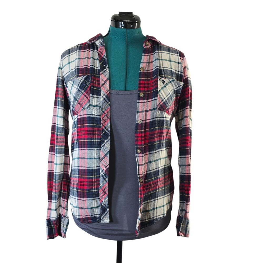 Abercrombie & Fitch Womens Plaid Flannel Shirt Long Sleeve Casual Top Size S